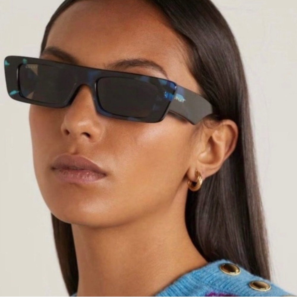 NEW GUCCI GG1331S 002 BLACK UNISEX RECTANGULAR SUNGLASSES GUCCI - Picture 7 of 14